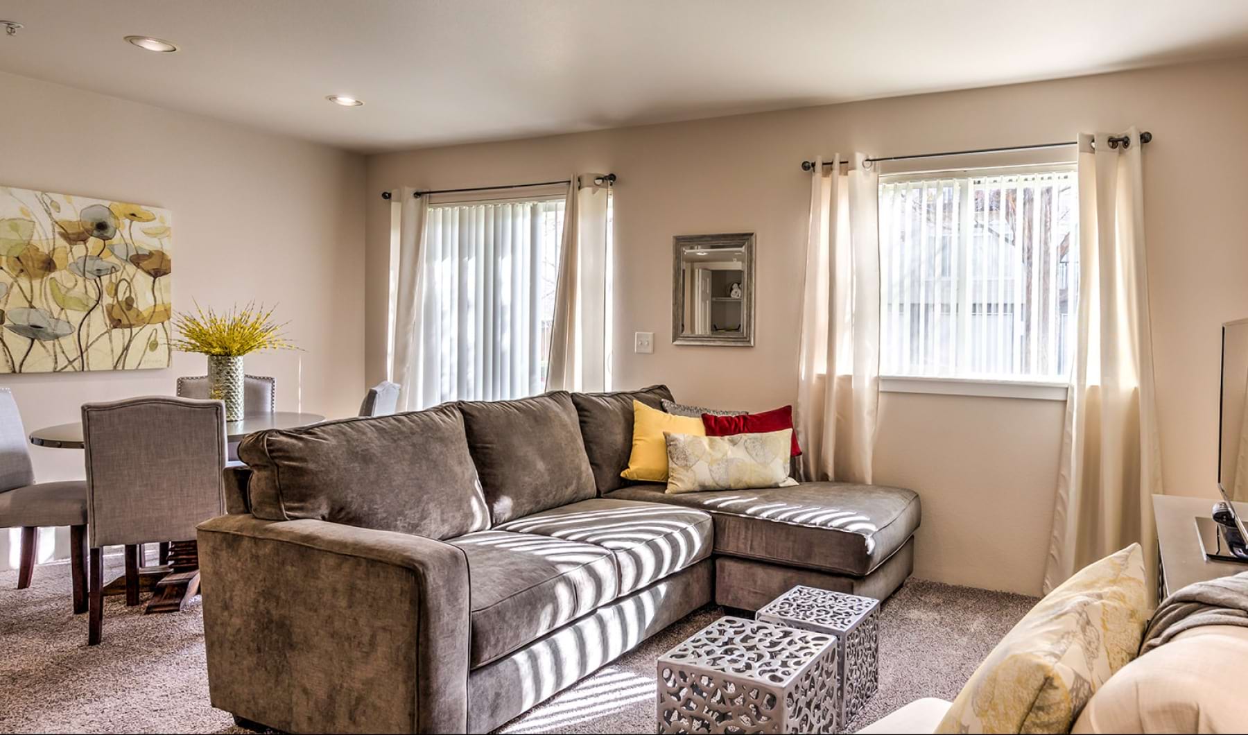 open well lit living area