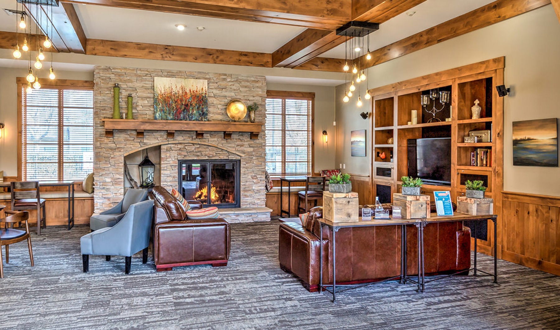 open clubhouse with large windows